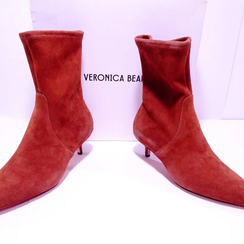 Veronica Beard Women's Lisa 45 Stretch Boot Booties hazelwood NIB 498 7.5 IRRG